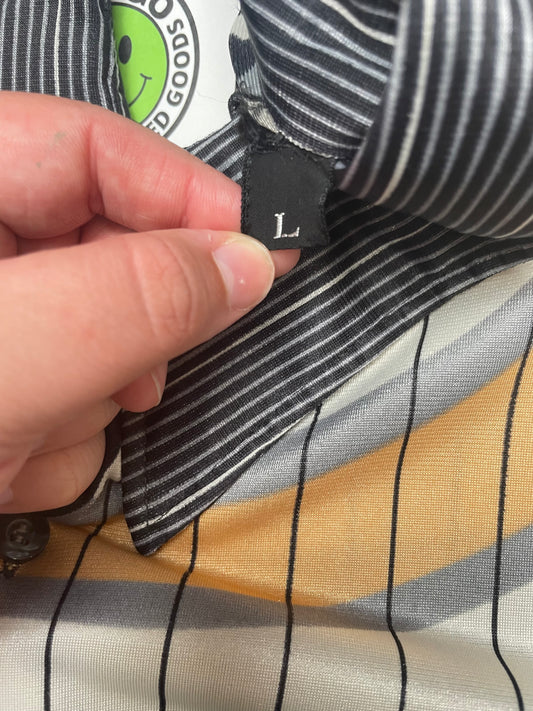 Vintage 70s Vertical Striped Disco Button Down Shirt Large