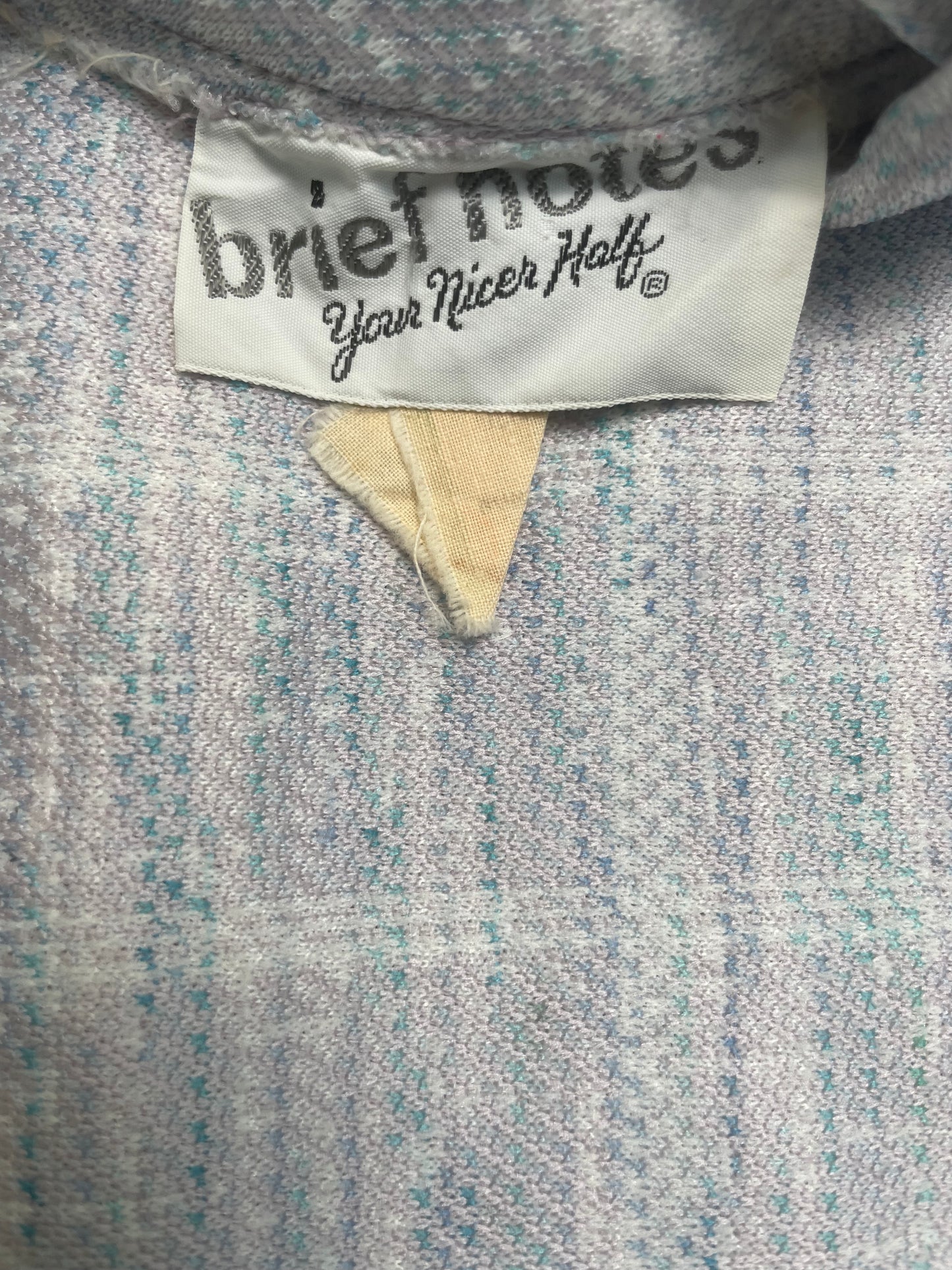 Vintage 60s Brief Notes “Your Nicer Half” Grey/Blue Sleeveless Mod Mini Dress