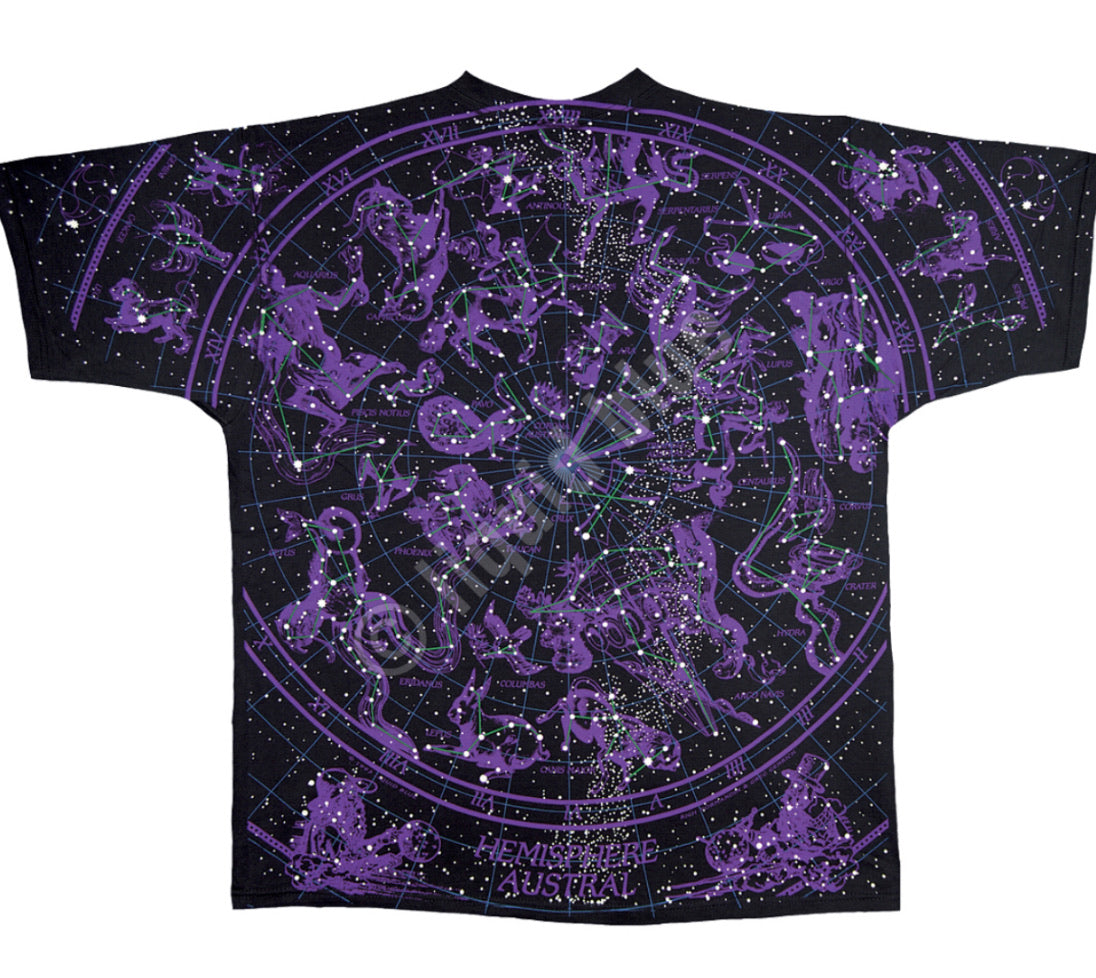 Liquid Blue Constellations Zodiac Black All Over Print TShirt