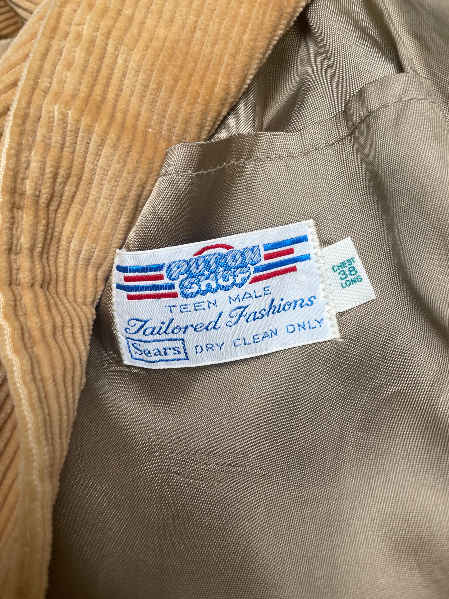 Vintage 70s Sears Put On Shop Tailored Fashion Tan Corduroy Blazer Large
