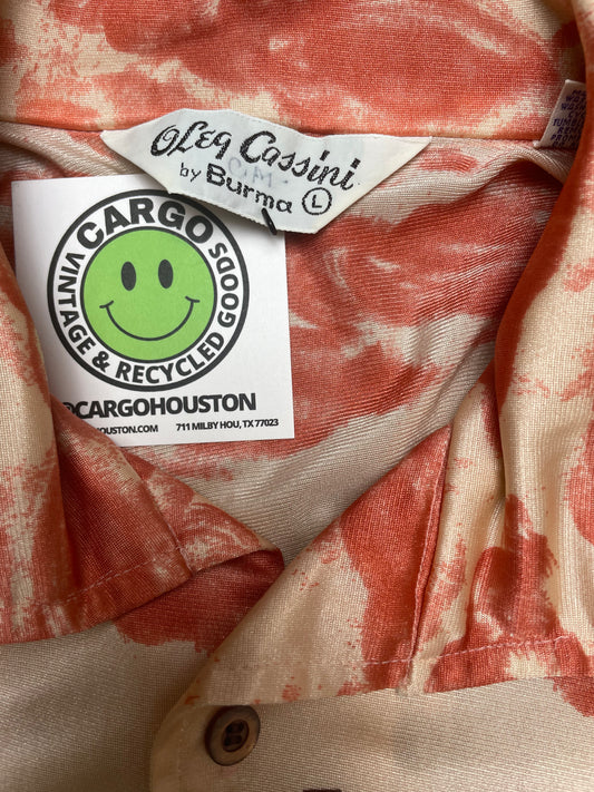 Vintage 70s Oleg Cassini City Skyline Disco Button Down Shirt Large