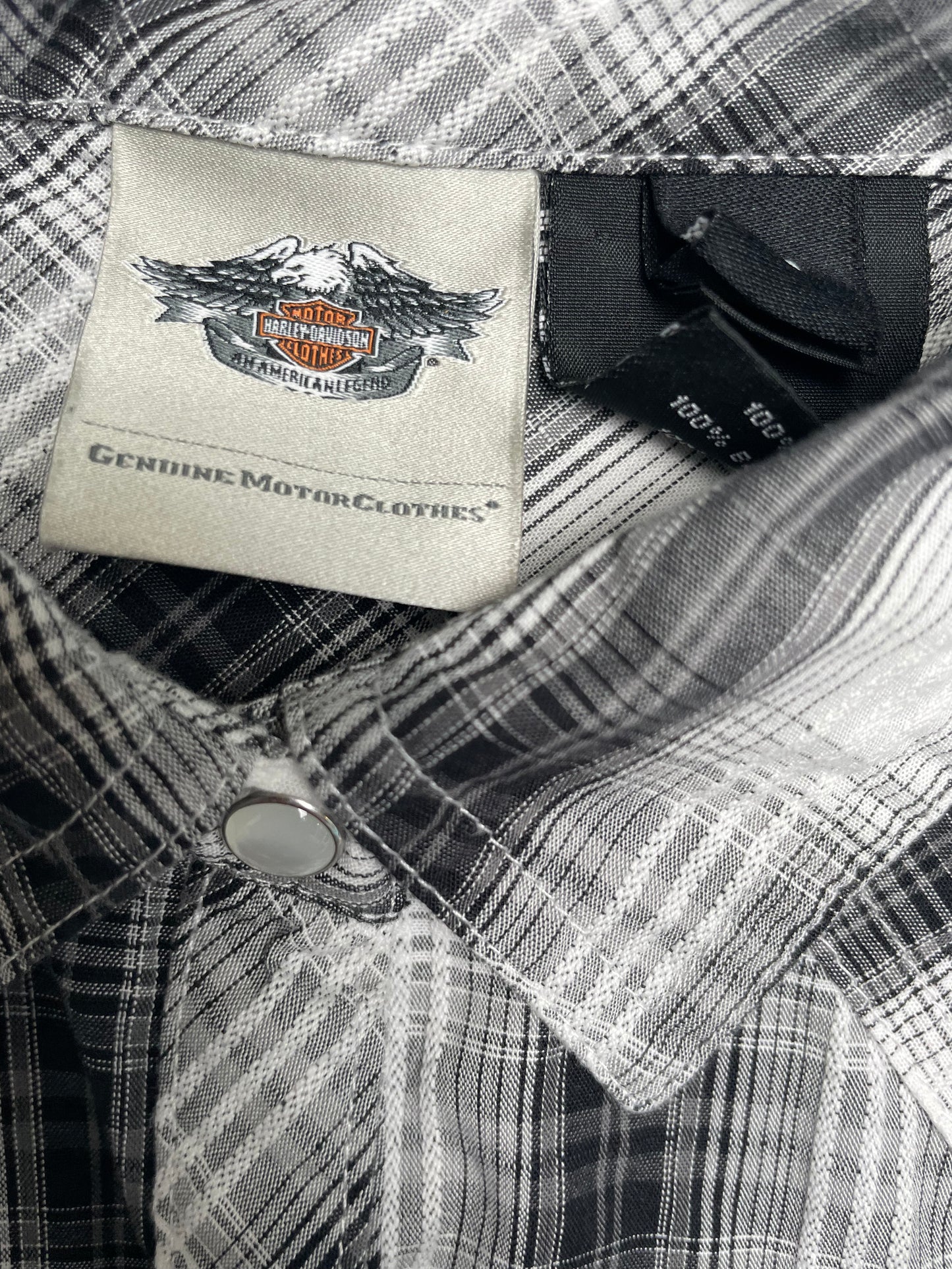 Vintage Y2K Embroidered Harley Davidson Western Button Down With Pearl Snaps Small