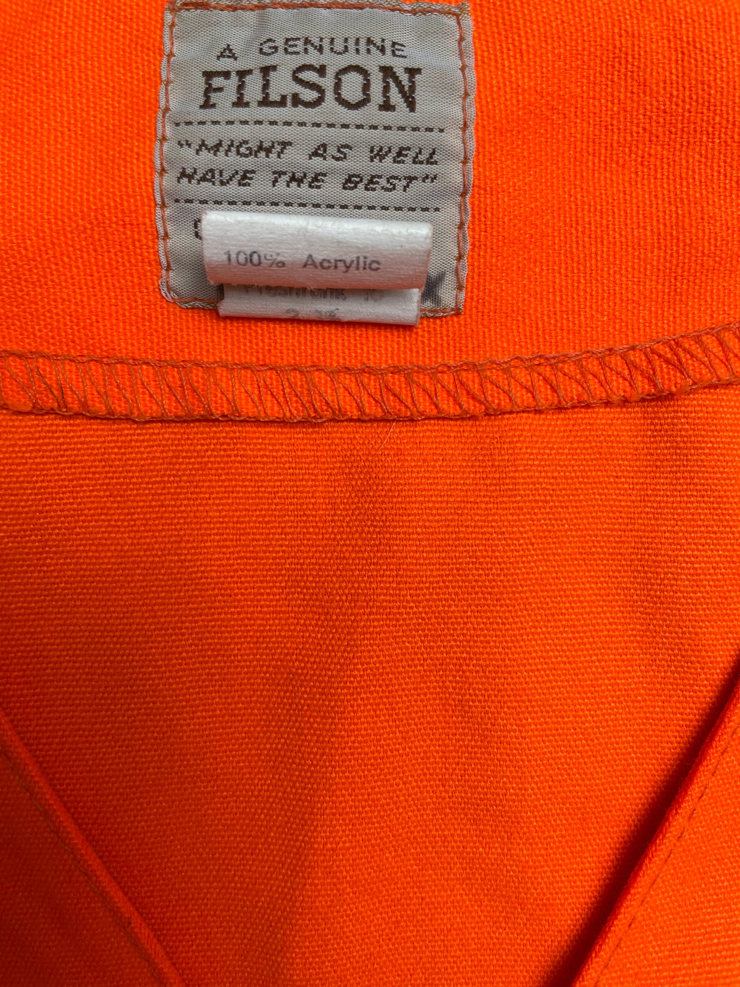 Vintage 90s Filson Neon Orange Utility Style Vest XLarge