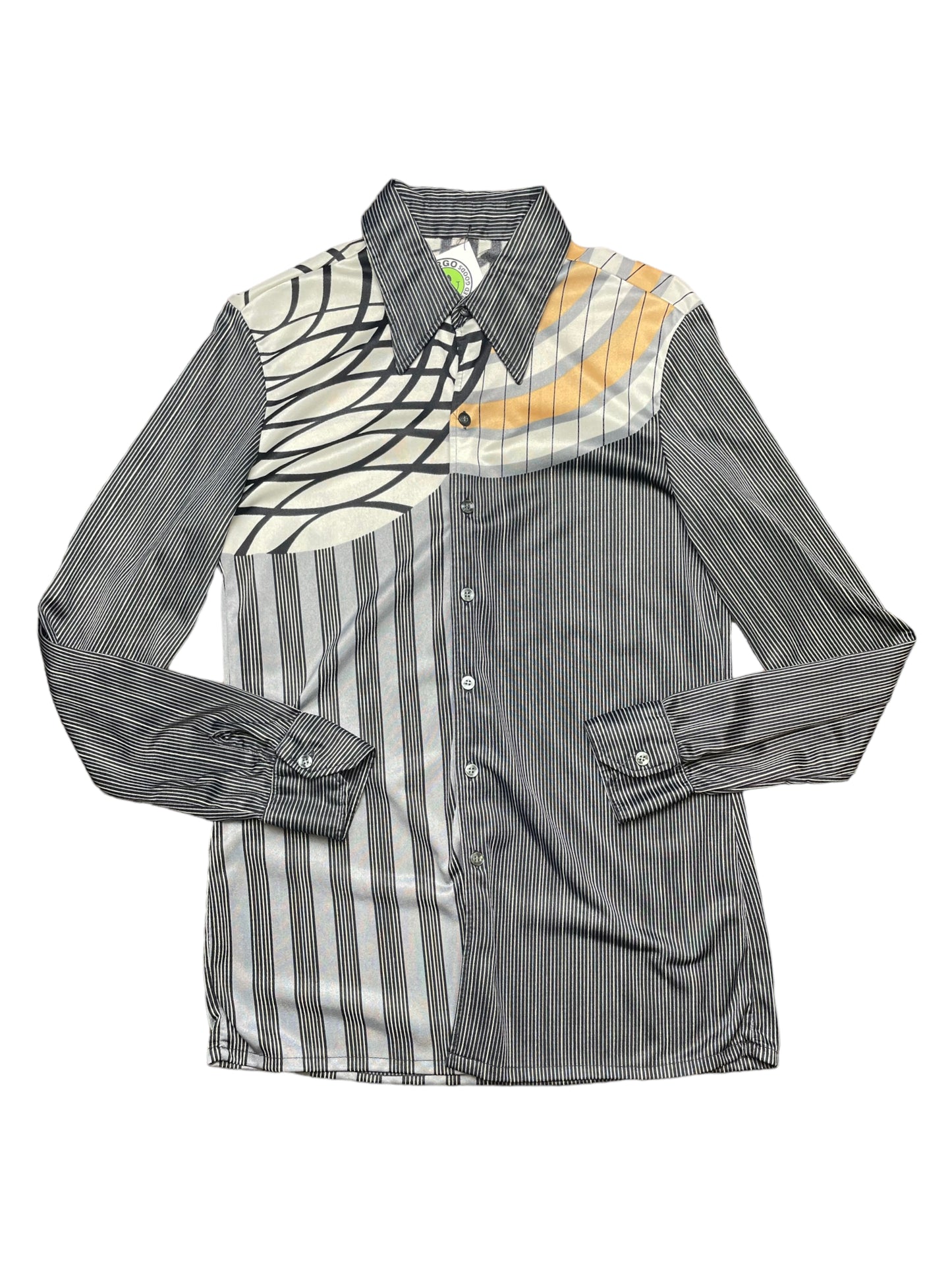Vintage 70s Vertical Striped Disco Button Down Shirt Large