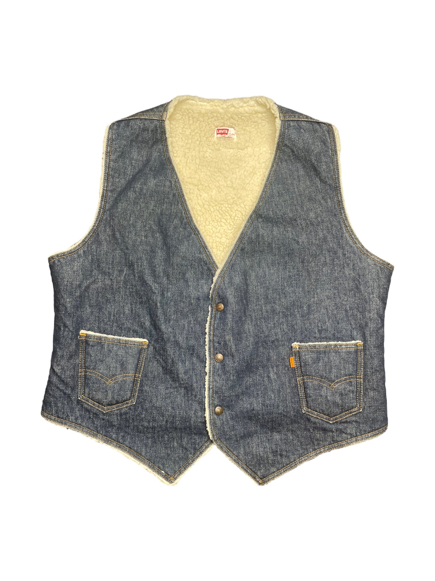 Vintage 60s Levi’s Orange Tab Sherpa Lined Denim Vest XLarge