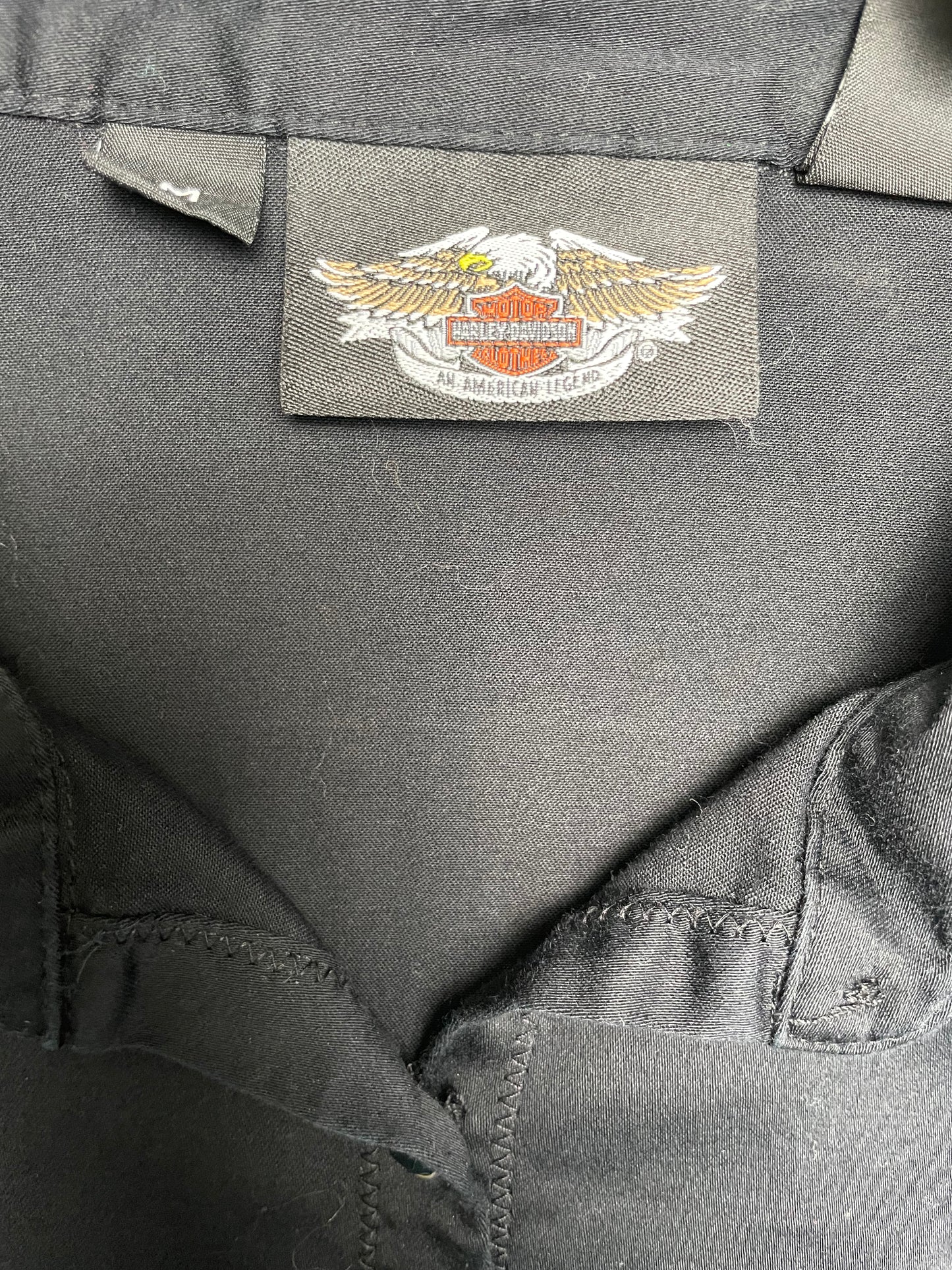 Vintage Y2K Diamond Embellished Harley Davidson Button Down Shirt Medium