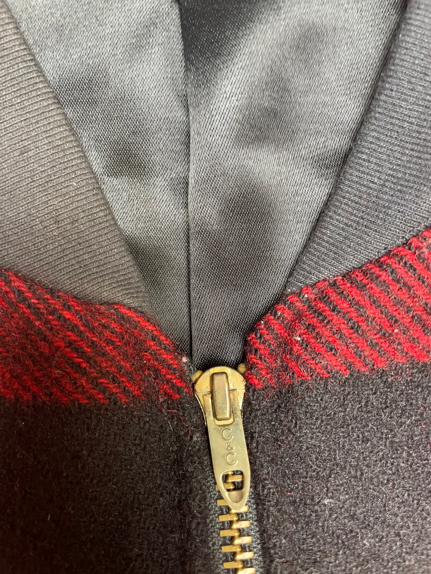 Vintage 80s Buffalo Plaid Flannel Bomber Jacket XLarge