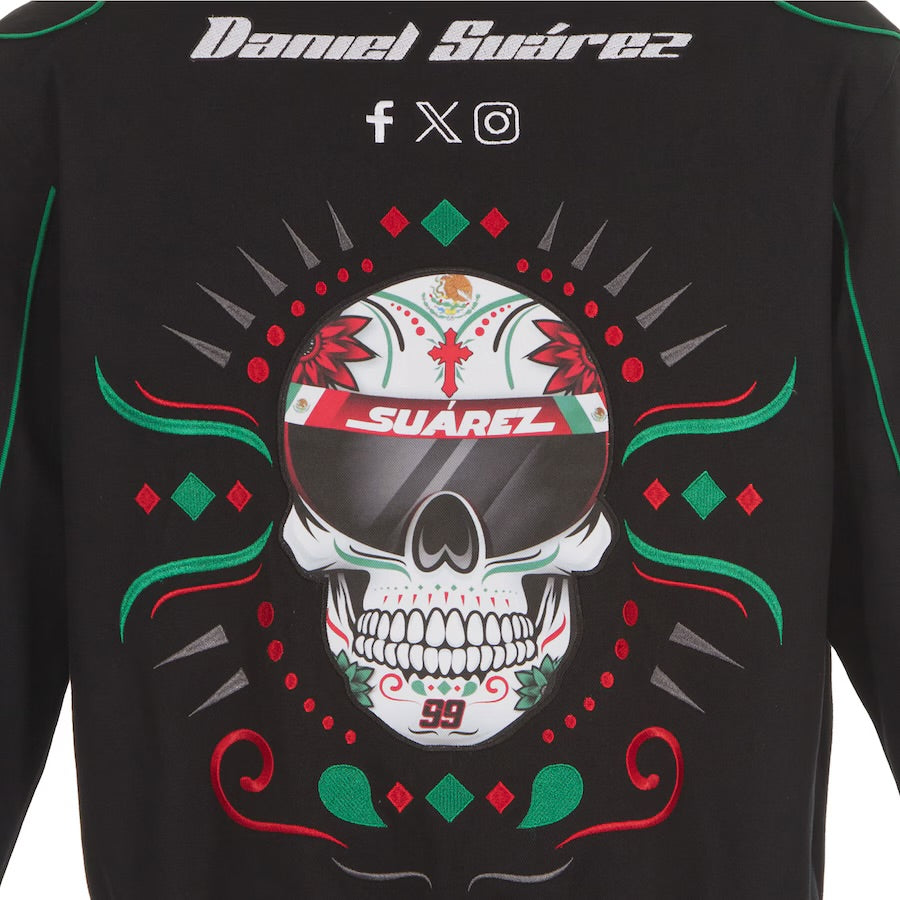 New With Tags NASCAR Daniel Suarez JH Design Sugar Skull Chevy Black Full Snap Jacket