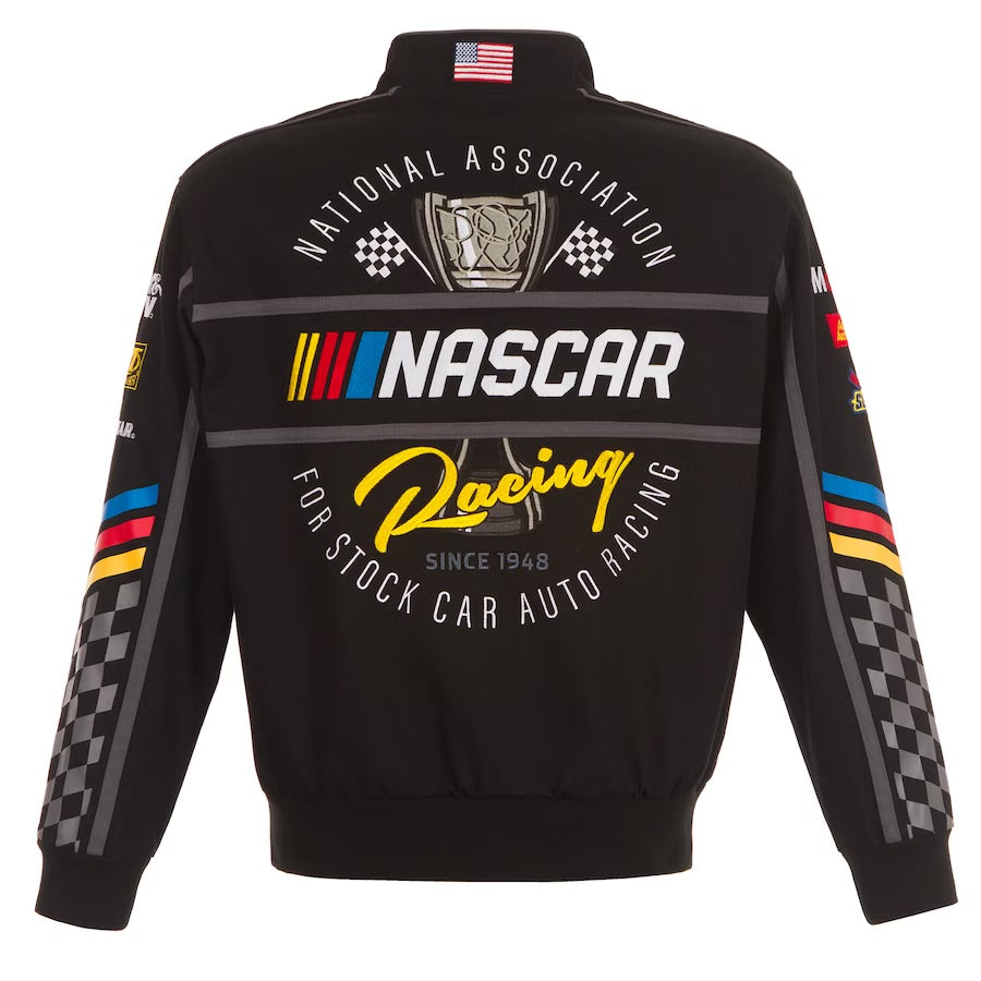 New With Tags NASCAR Racing JH Design Black Uniform Full Snap Jacket