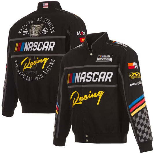 New With Tags NASCAR Racing JH Design Black Uniform Full Snap Jacket