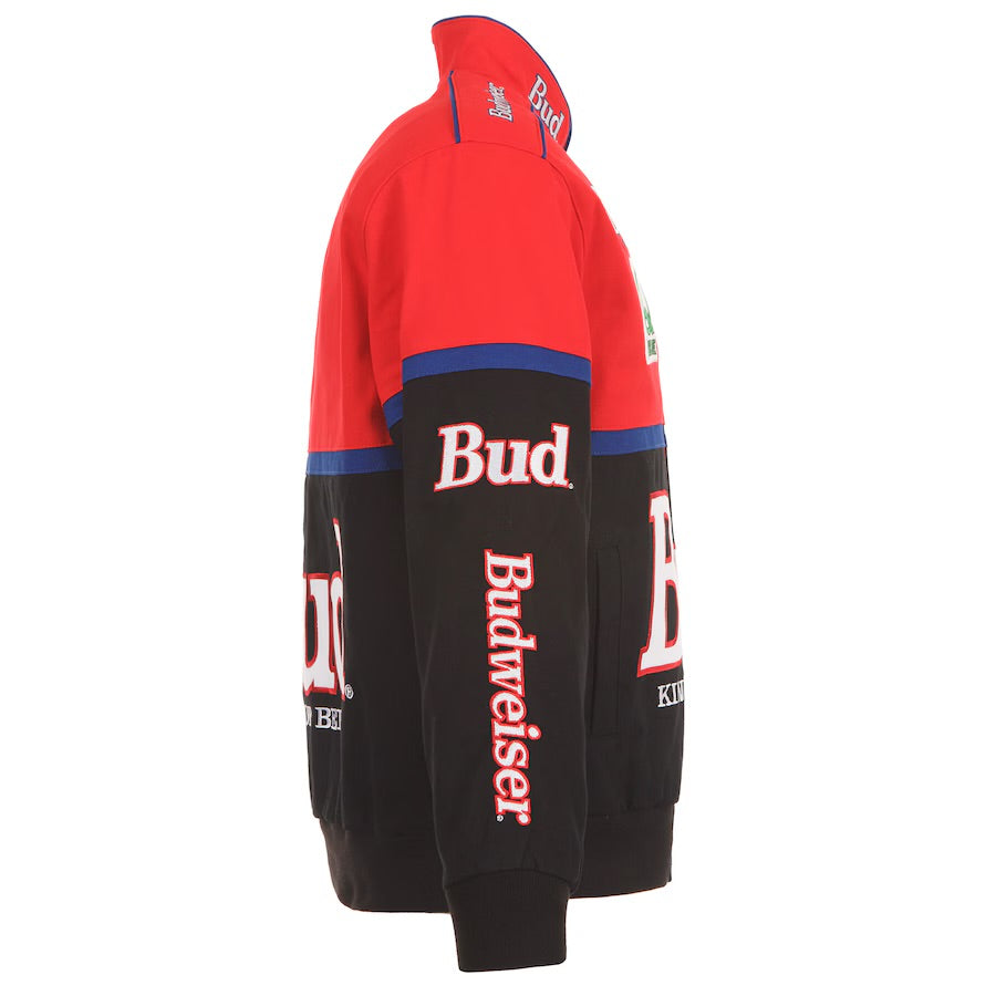 New With Tags NASCAR Ken Schrader JH Design Bud King Of Beers Black Red Full Snap Jacket