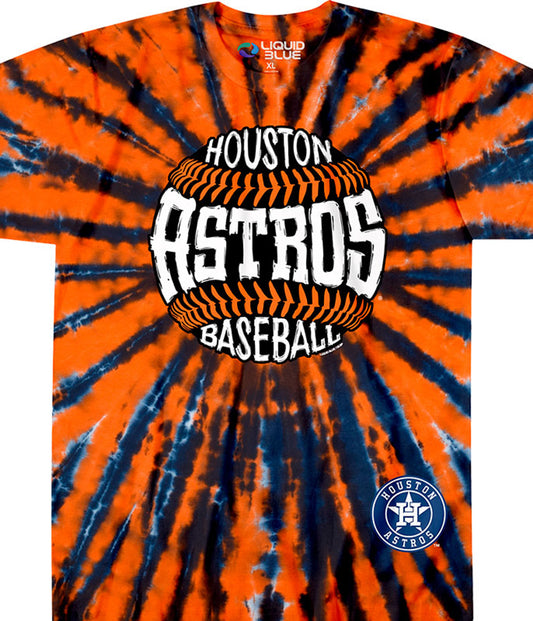 Liquid Blue Houston Astros Baseball Burst Tie-Dye TShirt