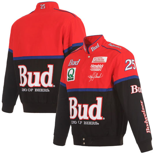 New With Tags NASCAR Ken Schrader JH Design Bud King Of Beers Black Red Full Snap Jacket