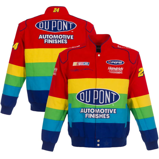 New With Tags NASCAR Jeff Gordon DuPont JH Design Rainbow Snap Jacket