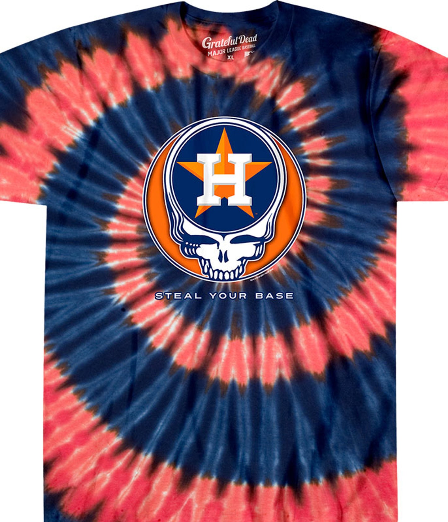 LIquid Blue Houston Astros Grateful Dead "Steal Your Base" Tie-Dye TShirt