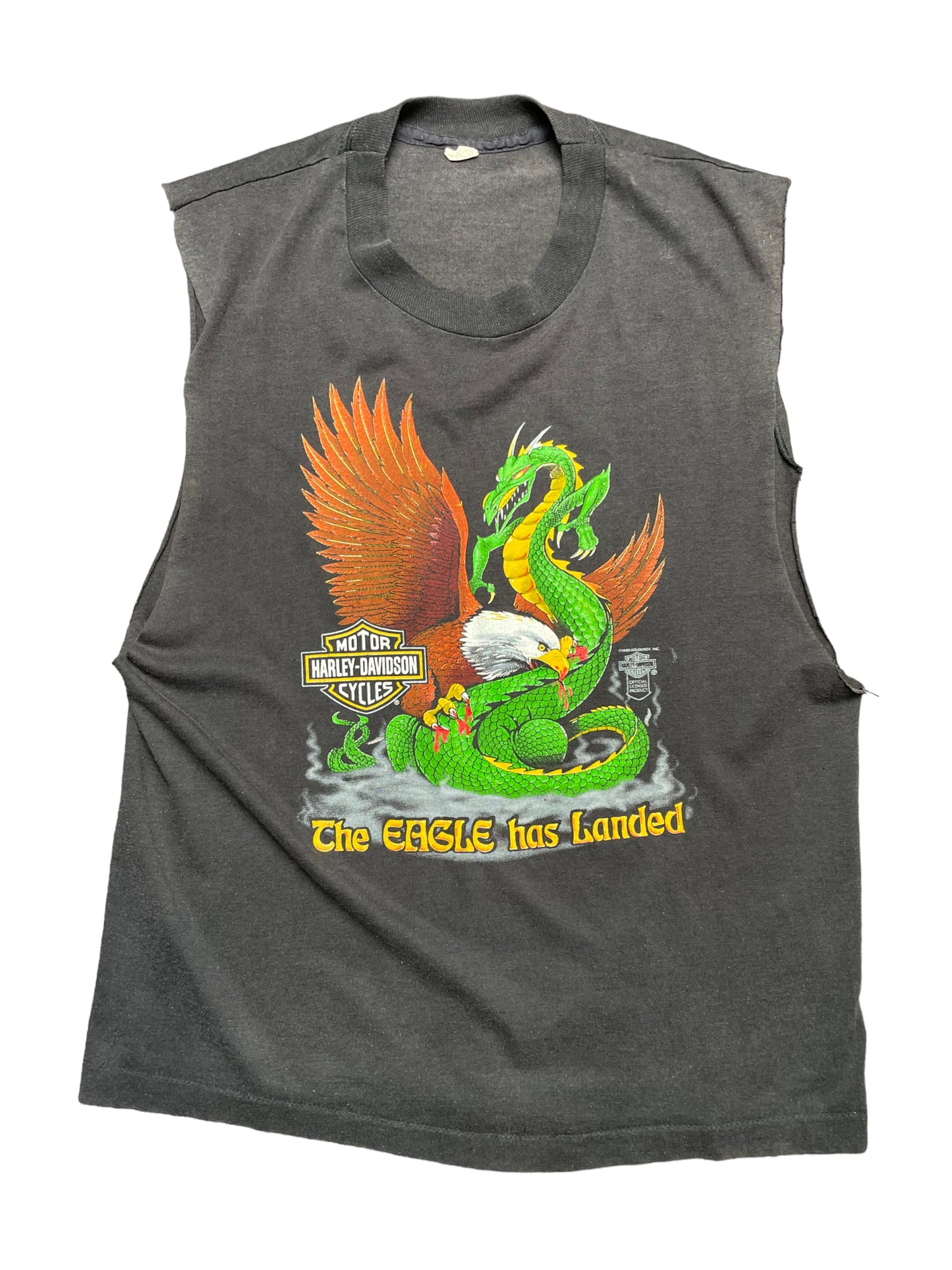 Vintage 1986 “The Eagle Has Landed” Eagle Vs. Dragon Harley Davidson Chopped Tank Top Large