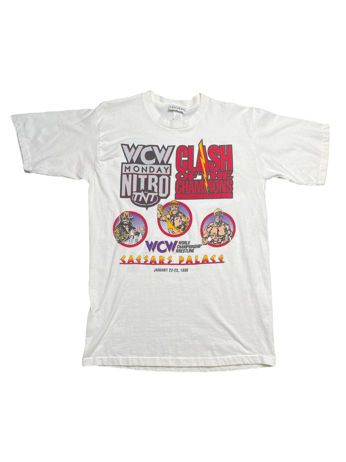 Vintage 1996 World Championship Wrestling WCW Monday Nitro TNT Clash of the Champions Macho Man Hulk Hogan Sting Caesar’s Palace TShirt Large