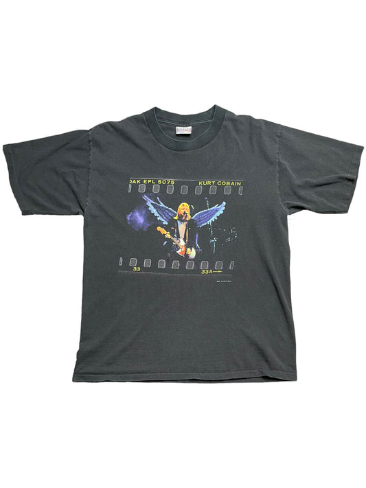 Vintage 1999 Nirvana Kurt Cobain Angel Film Slide Graphic TShirt Large