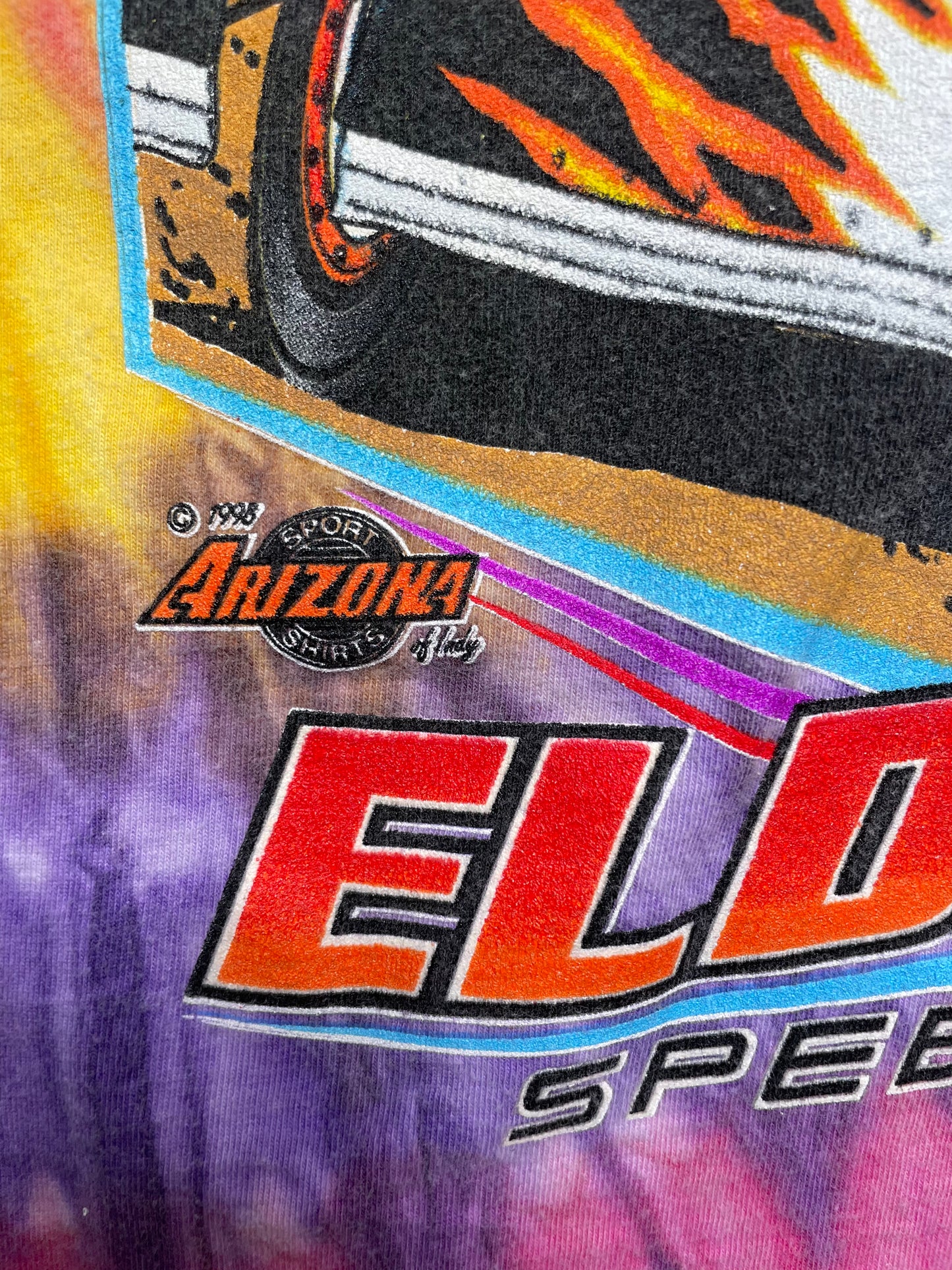 Vintage 1998 World 100 Eldora Speedway Racecar Tie Dye TShirt XLarge