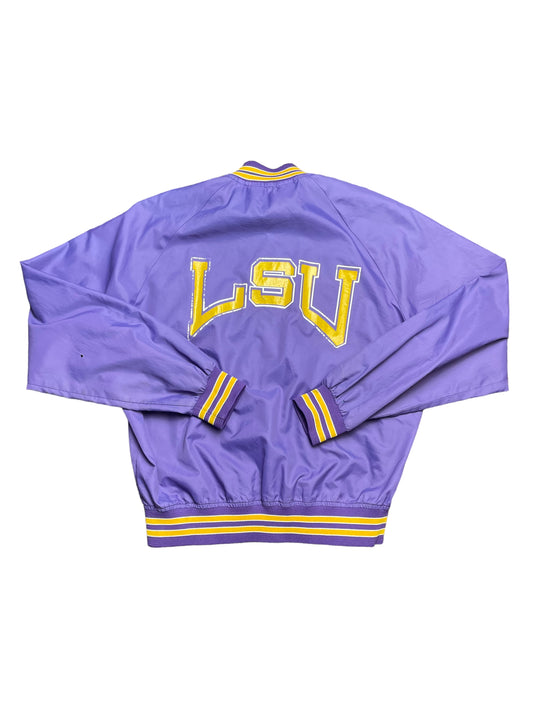 Vintage 70s/80s LSU Chalk Line purple and yellow bomber jacket Large