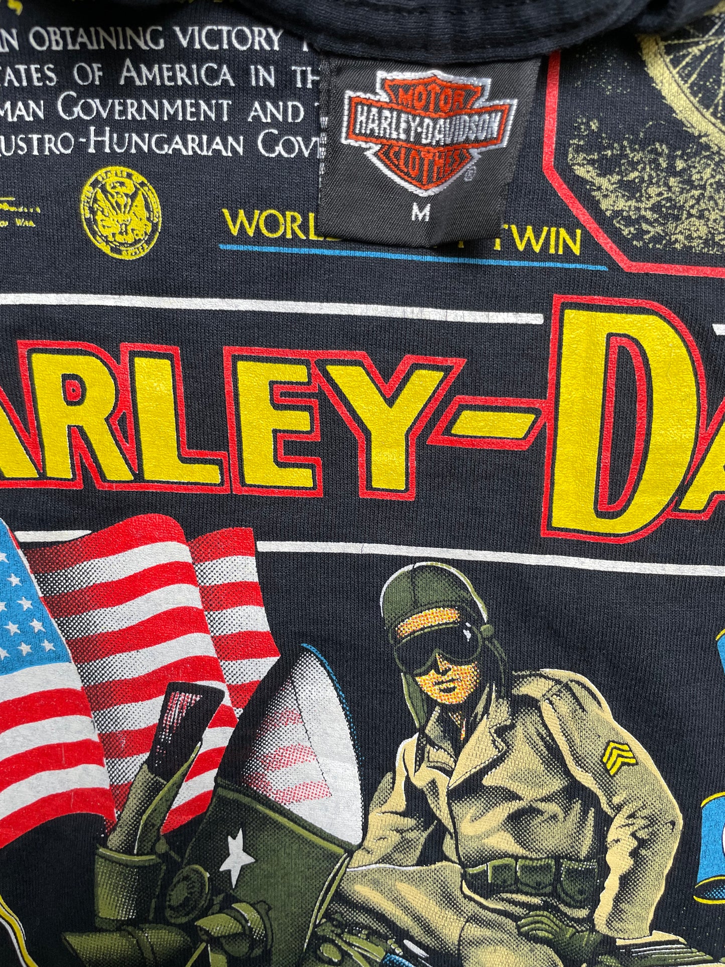 Vintage 1991 Harley Davidson World War II WLA Military Graphic TShirt Medium