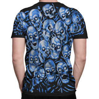 Liquid Blue Skull Pile Blue Black All Over Print TShirt