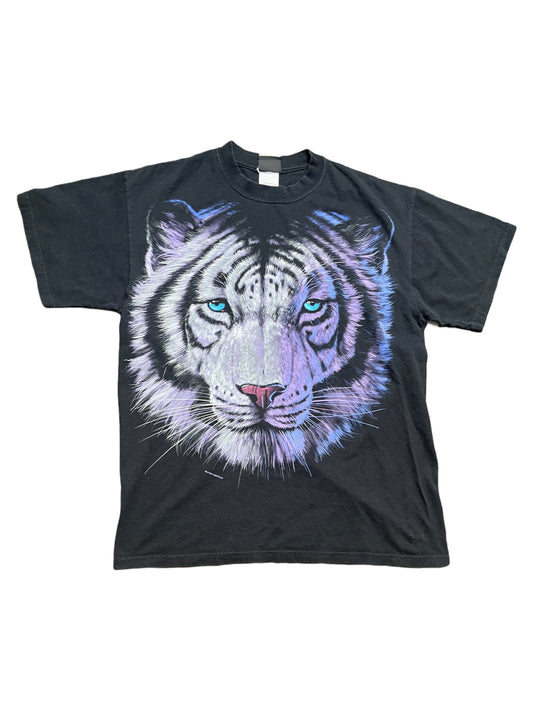 Vintage 1998 Liquid Blue Front and Back Large Tiger Graphic T Shirt Large