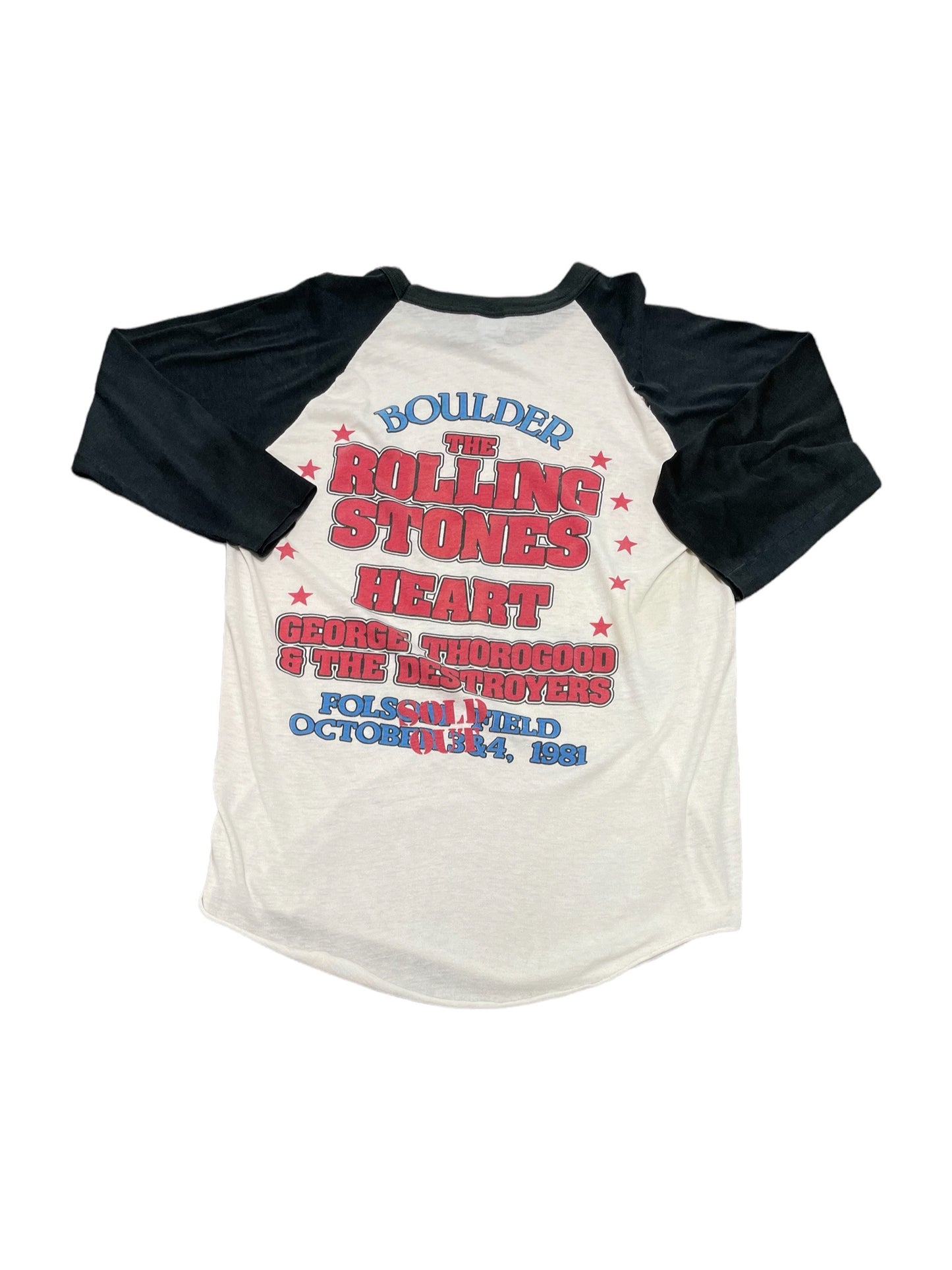 Vintage 1981 The Rolling Stones Heart Boulder Show Dragon Band T Shirt Large