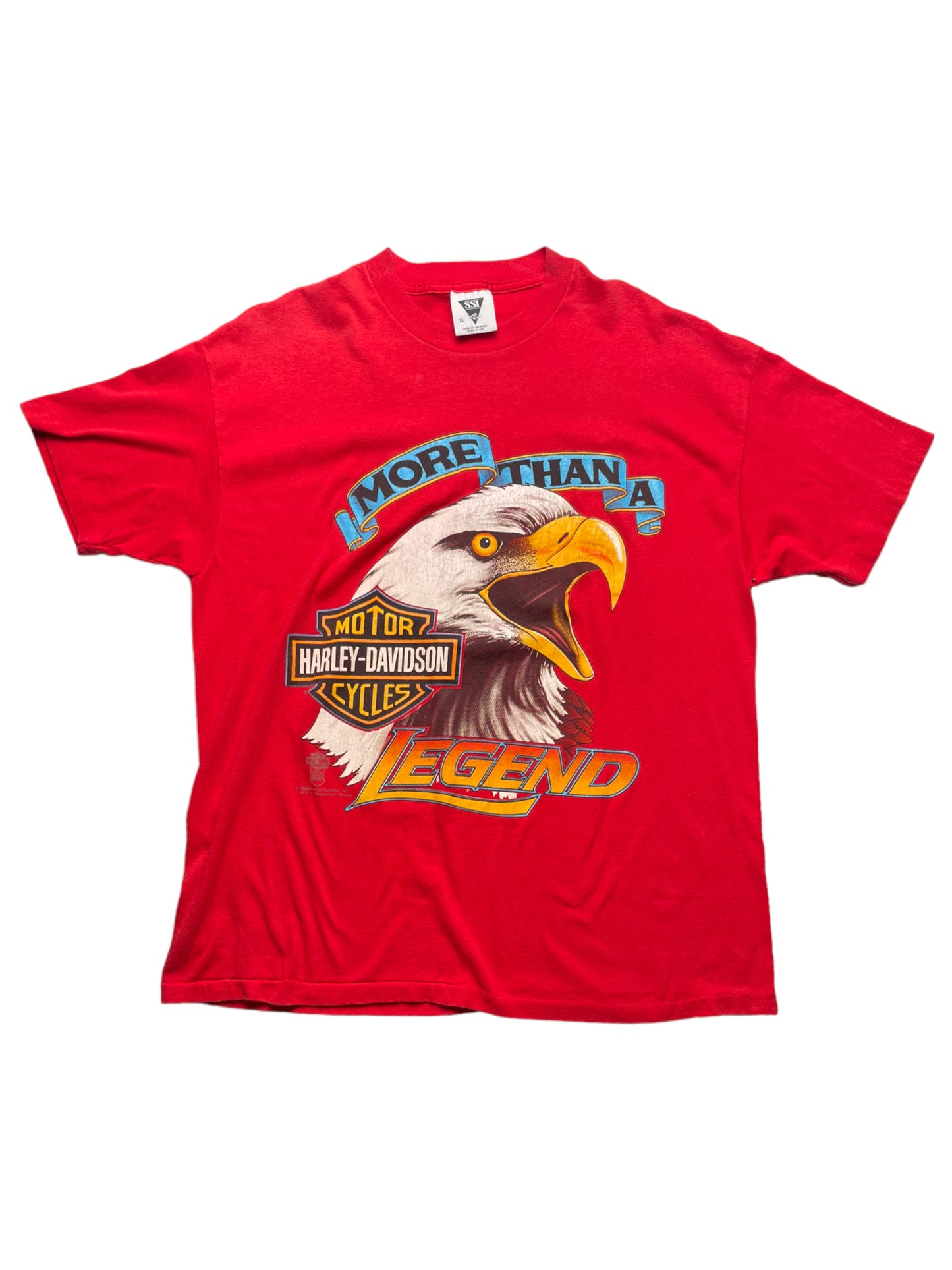 Vintage 1989 Single Stitch Harley Davidson “More Then a Legend” Eagle Red Tshirt XLarge