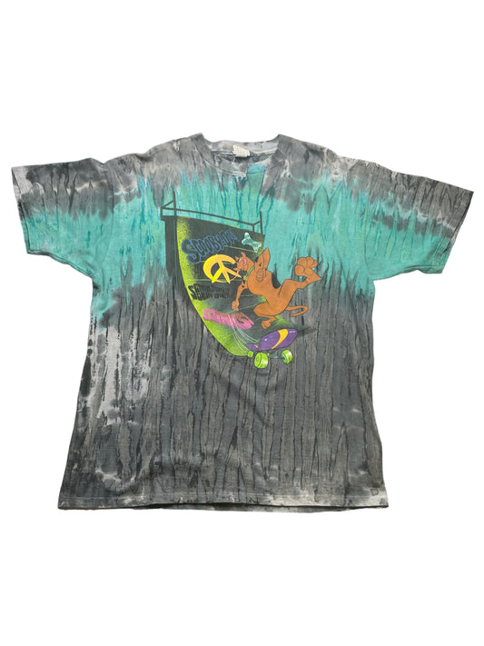 Vintage 1997 Scooby Doo Skateboarding Tie Dye Tshirt XLarge