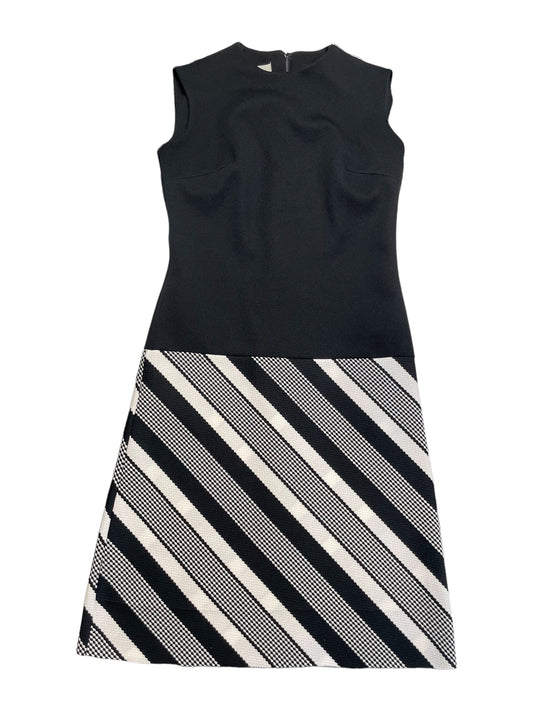 Vintage 60s/70s Bleeker Street Black And White Sleeveless Dress With Striped Skirt 6