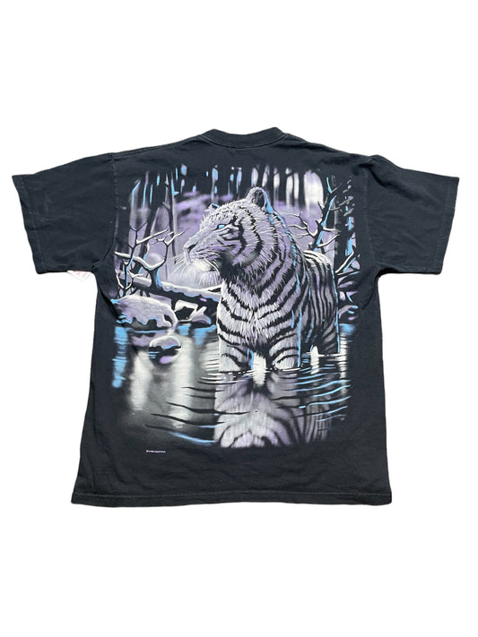 Vintage 1998 Liquid Blue Front and Back Large Tiger Graphic T Shirt Large