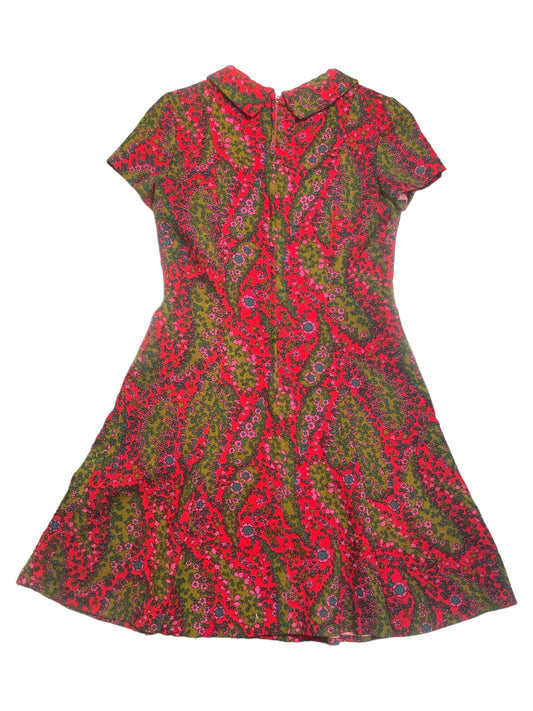 Vintage 60s/70s Cobbs Corner Limited Editions Red/Green/Blue/Pink Floral Collared Mod Mini Dress