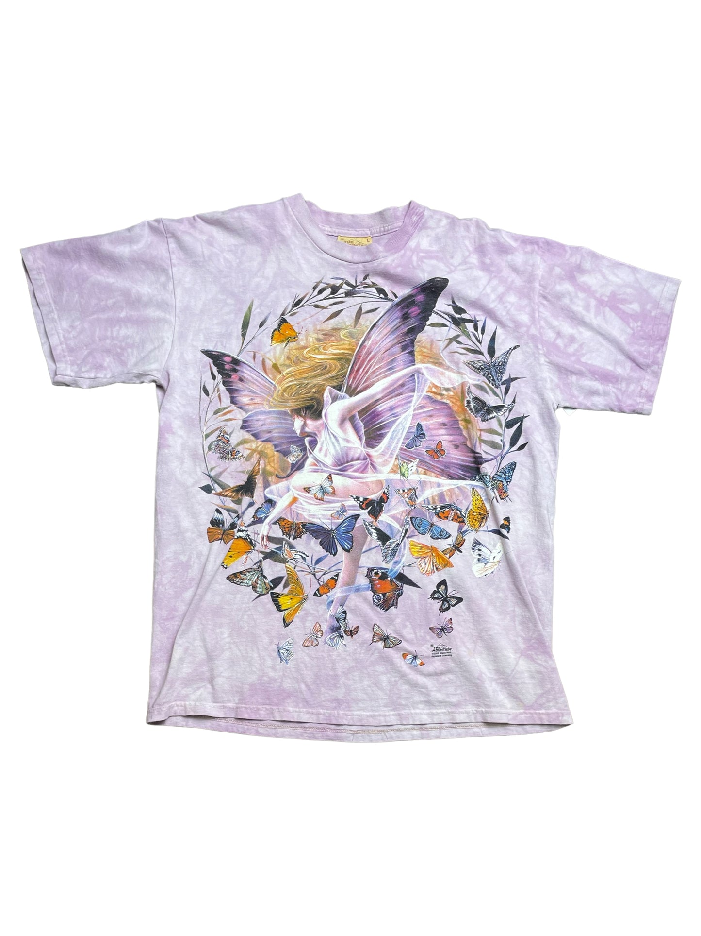 Vintage Y2K Fairy With Butterflies The Mountain T Shirt Large