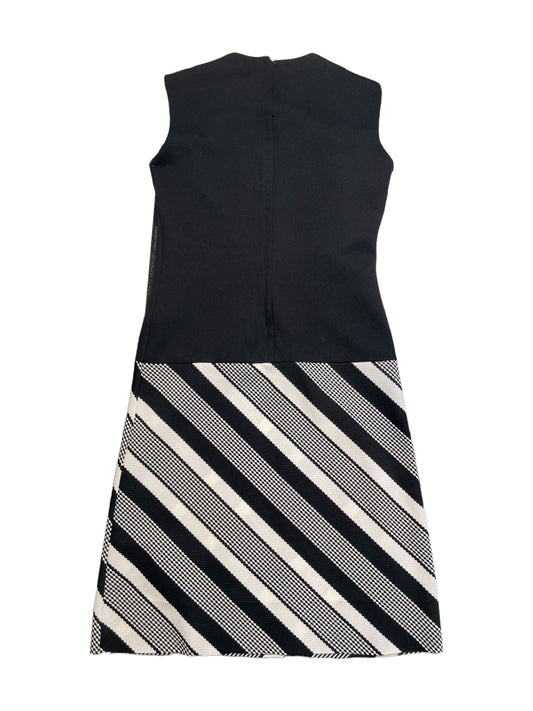 Vintage 60s/70s Bleeker Street Black And White Sleeveless Dress With Striped Skirt 6