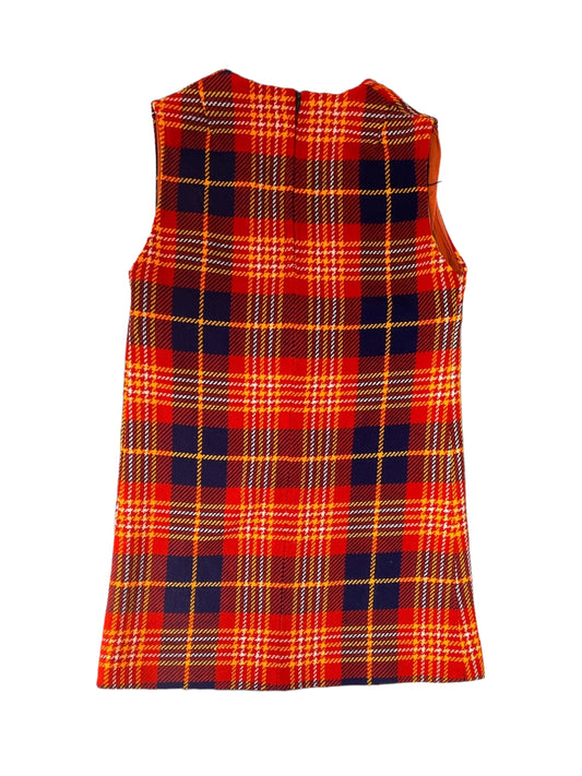 Vintage 60s/70s Mini Mod Tartan V Neck Dress