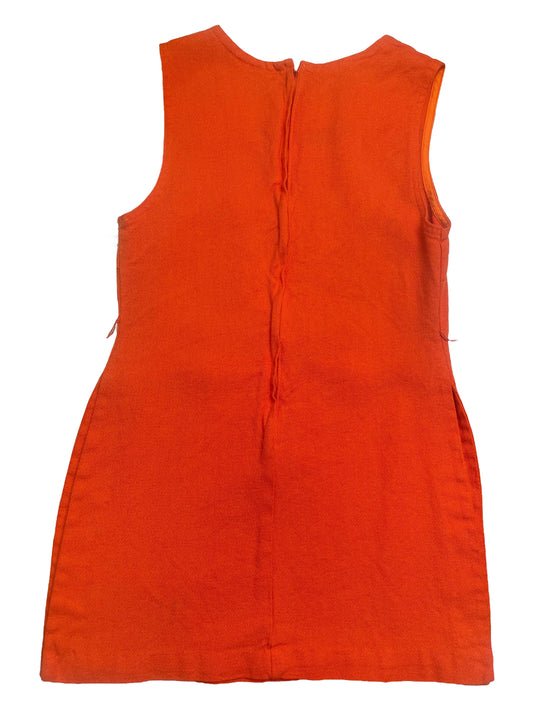 Vintage 60s Pinafore Orange High Slits Mod Mini Dress