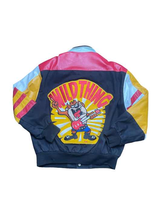 Vintage 1992 Jeff Hamilton Looney Tunes Tasmanian Devil Taz Letterman Style Jacket Small