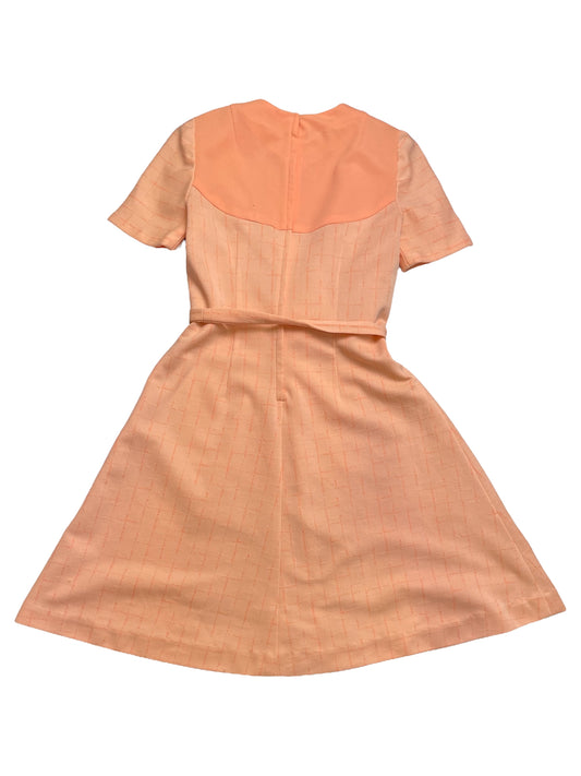 Vintage 60s Creamsicle Knit Fabric Mod Mini Dress With Belt