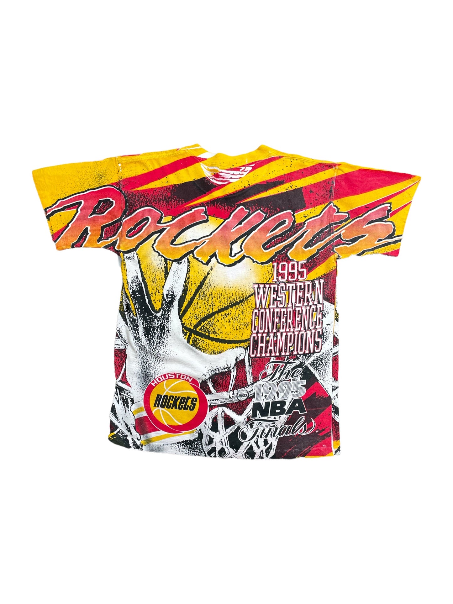 Vintage 1995 Houston Rockets NBA Finals All Over Graphic T Shirt Large