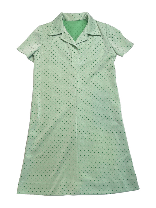 Vintage 60s Mint Green Polkadot Collared Mod Mini Dress