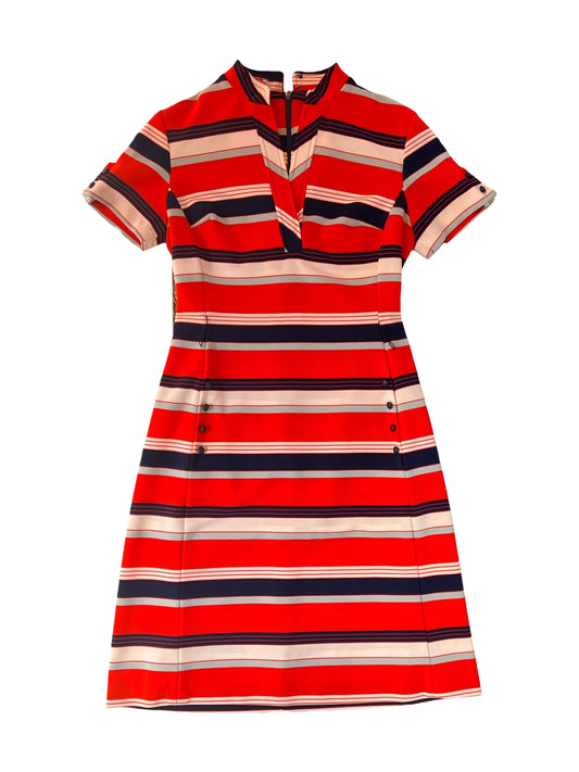 Vintage 60s It’s A Lehigh Red and Navy Mini Dress With Pockets