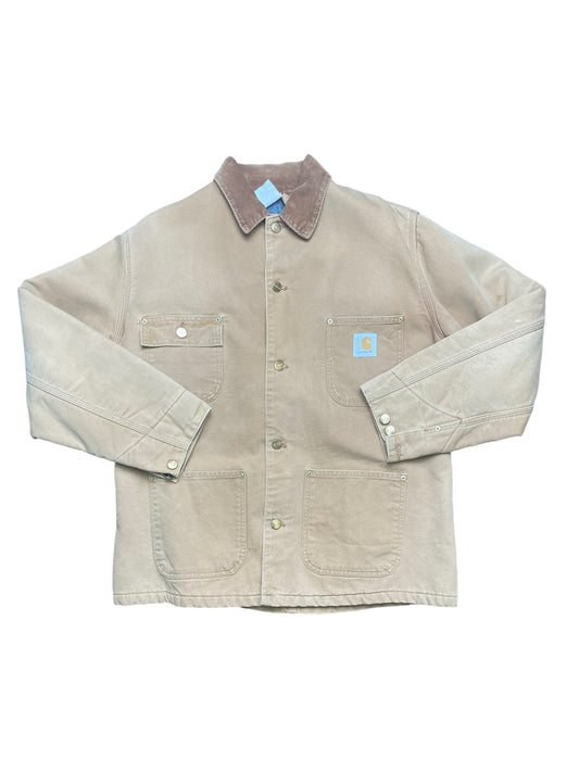 Vintage 80s 6BLC Carhartt Tan Jacket With Corduroy Collar Large