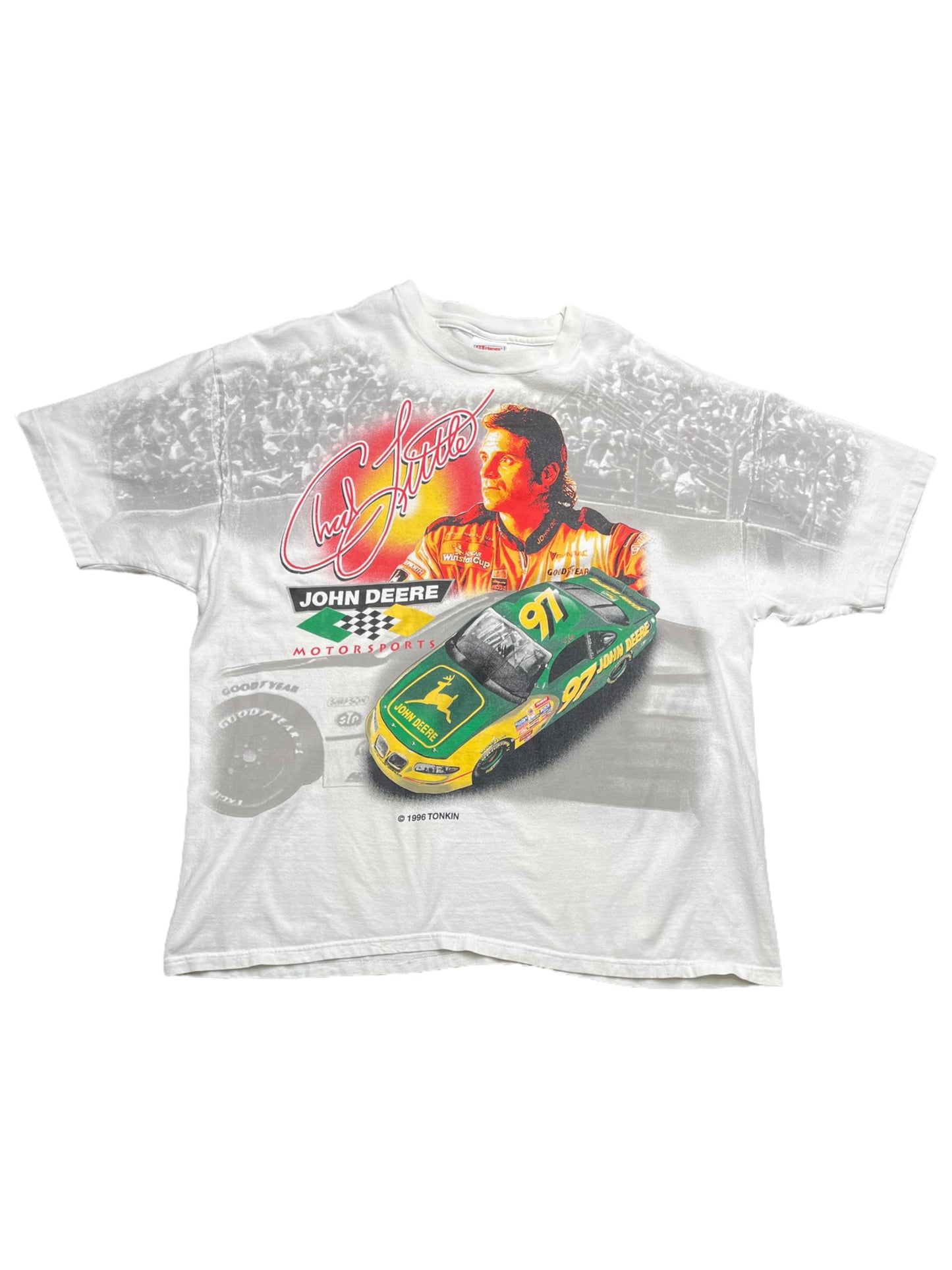 Vintage 1996 Chad Little NASCAR Racing John Deere T Shirt XXLarge
