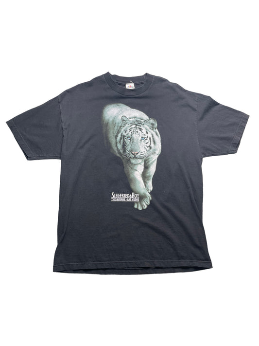 Vintage Y2K Mirage Siegfried & Roy White Tiger Tshirt XLarge