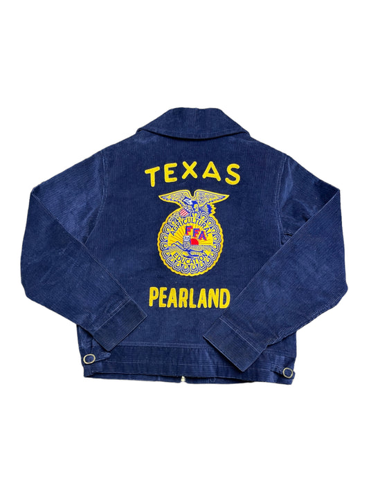 Vintage 90s Texas Pearland FFA Agricultural Blue Corduroy Jacket Small