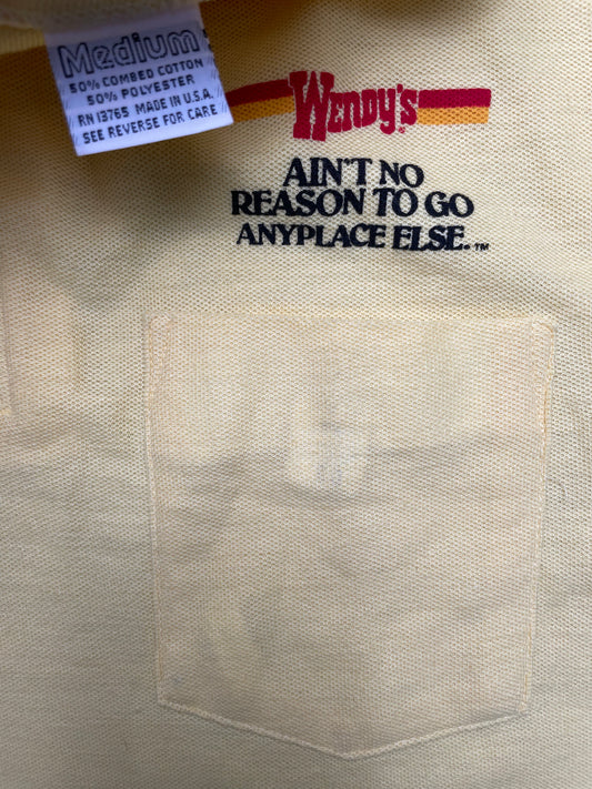 Vintage 80s Wendy’s “Ain’t No Reason To Go Anyplace Else” Uniform Collared T Shirt Medium