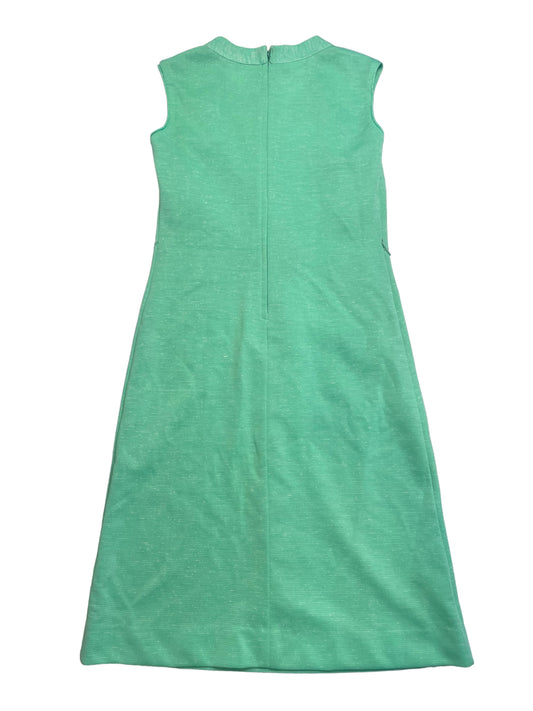 Vintage 70s Bleeker Street Sleeveless Teal Blue Mod Mini Dress