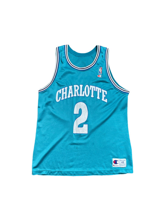 Vintage Charlotte Hornets Larry Johnson #2 NBA Basketball Jersey Large