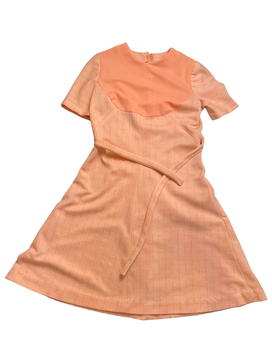 Vintage 60s Creamsicle Knit Fabric Mod Mini Dress With Belt